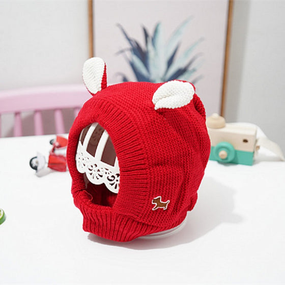 Fashion Simple Knitted Rabbit Ear Pet Hat