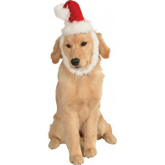 Red Santa Hat With Beard Pet Christmas Costume